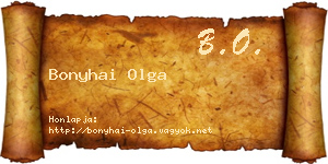 Bonyhai Olga névjegykártya